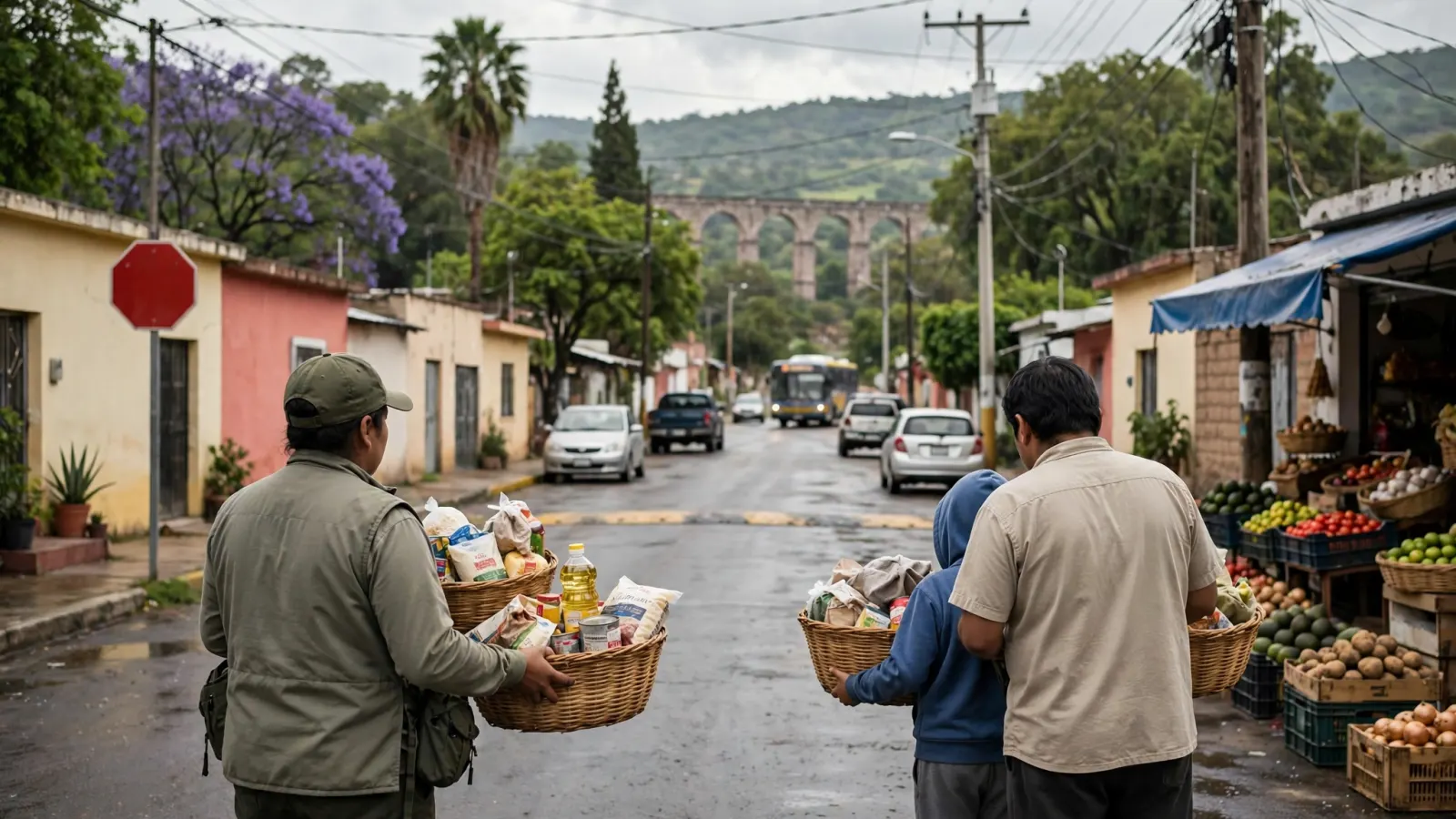 Personal de la SEDESOQ entrega canastas alimentarias a una familia en una comunidad de la Sierra Gorda