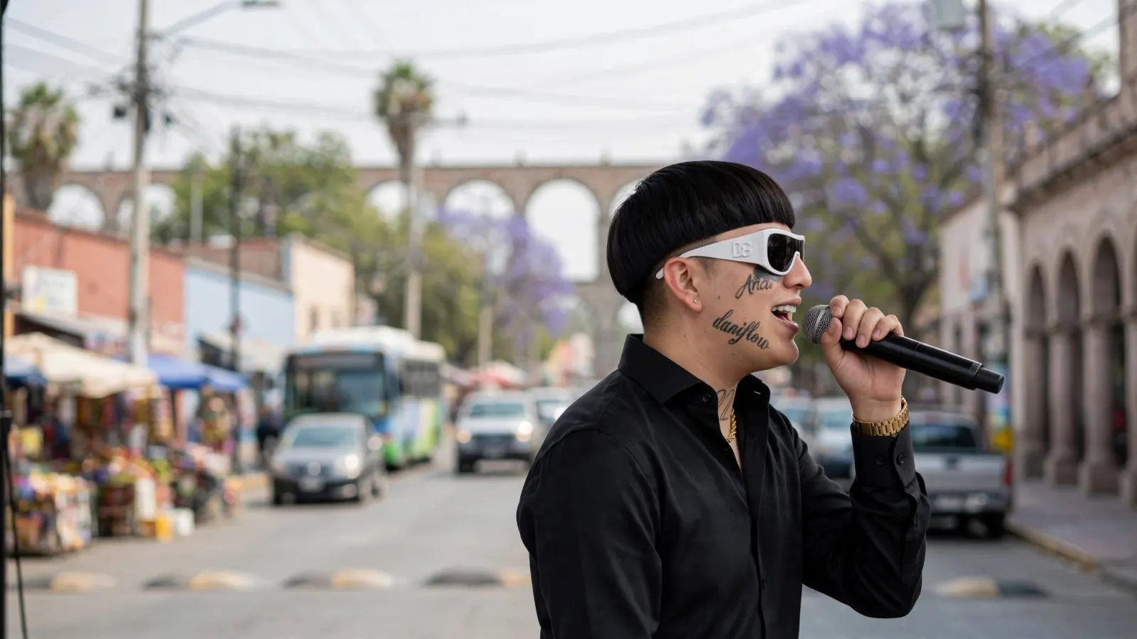 Cantante Dani Flow durante una presentación en vivo