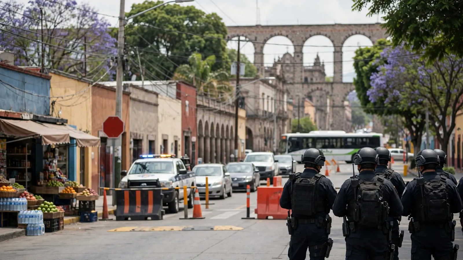 Agentes federales durante un operativo de seguridad en Querétaro