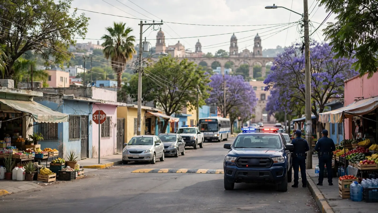 Patrulla de la Policía Municipal de Querétaro durante un operativo en la colonia Reforma Agraria