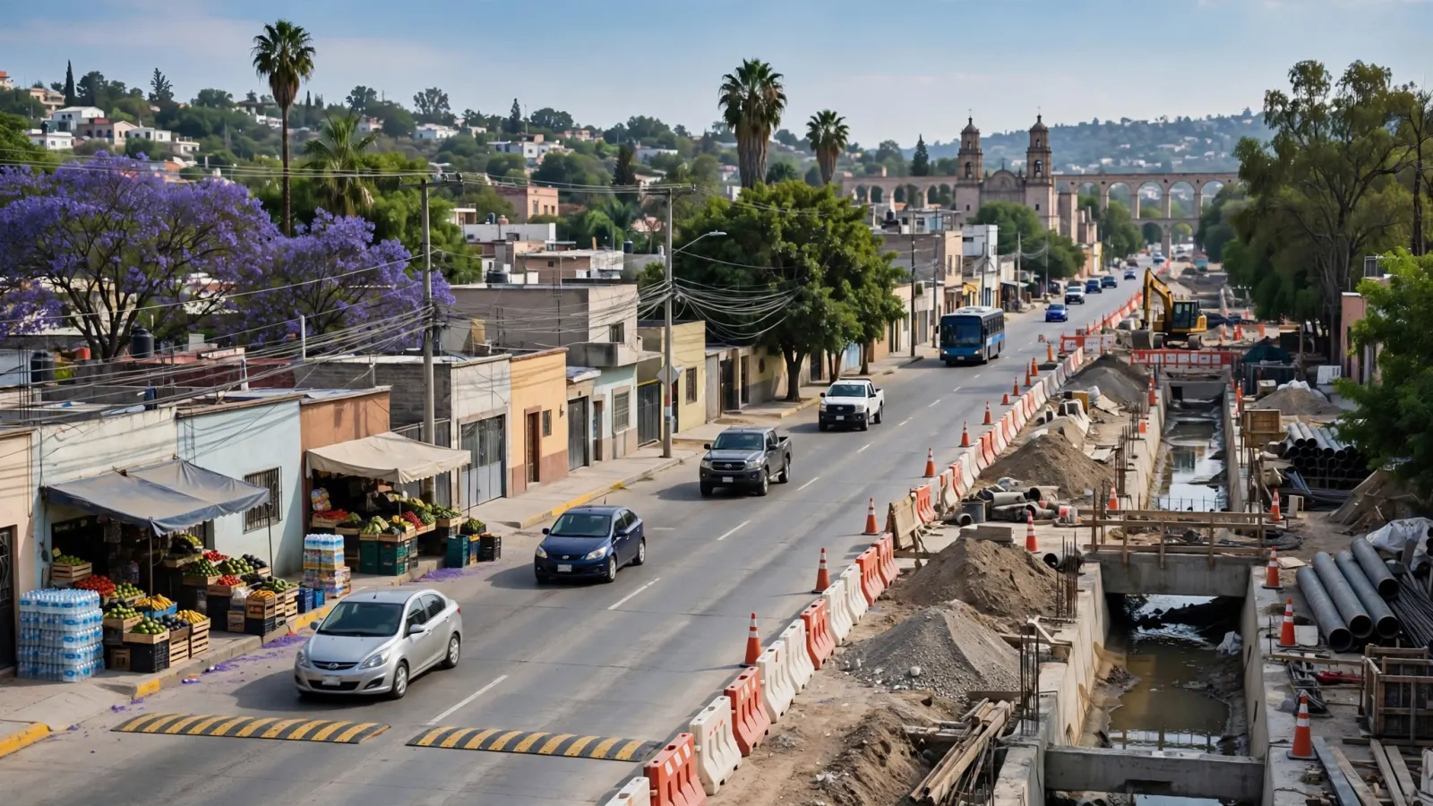 Canal del Dren Peñuelas en obra en la zona norte de Querétaro
