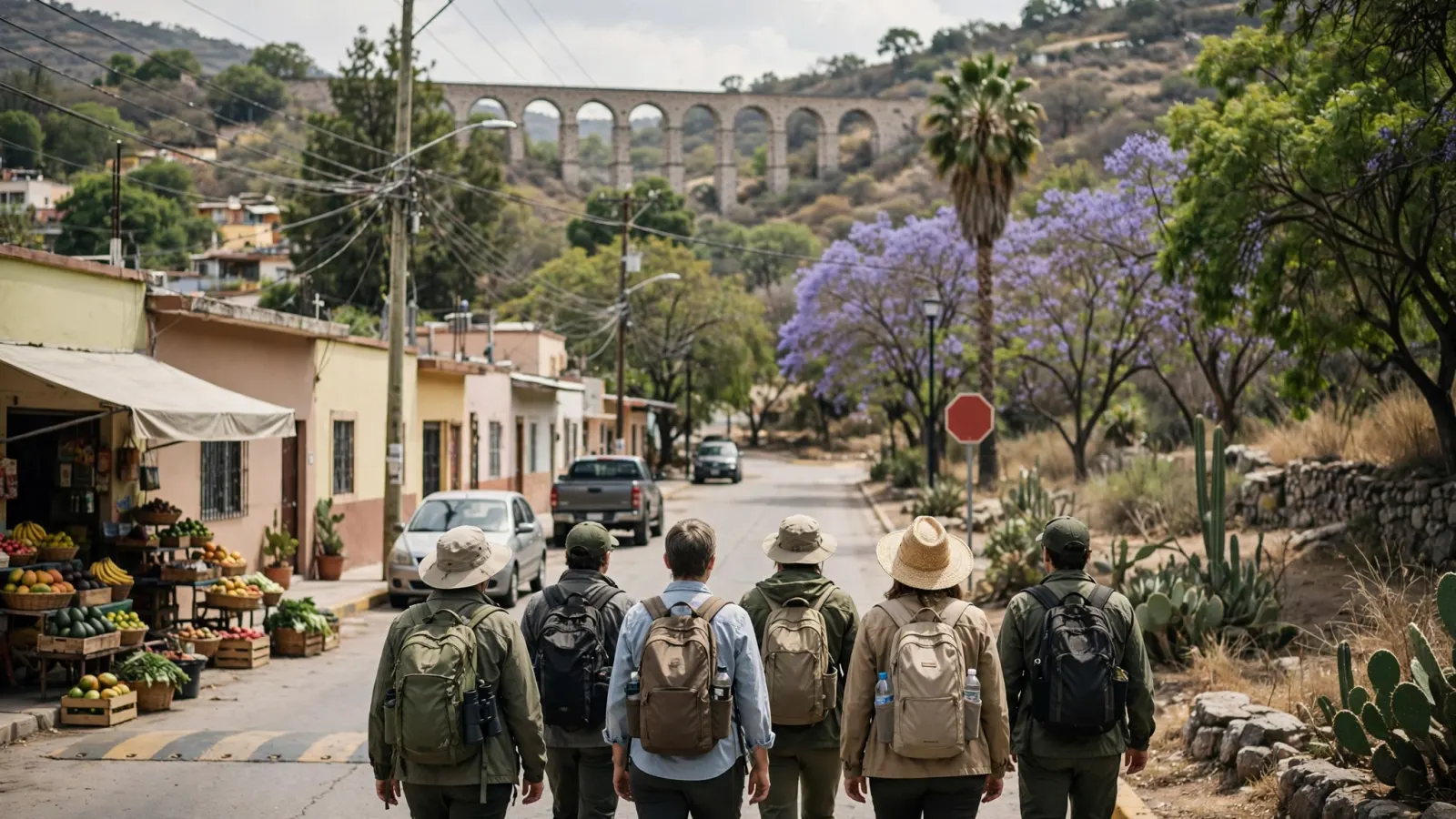 Grupo de personas en un recorrido ecoturístico por un área natural protegida de Querétaro
