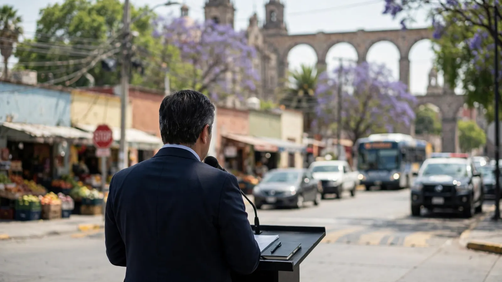 El fiscal general del estado, Víctor de Jesús Hernández, durante un informe sobre seguridad en Querétaro
