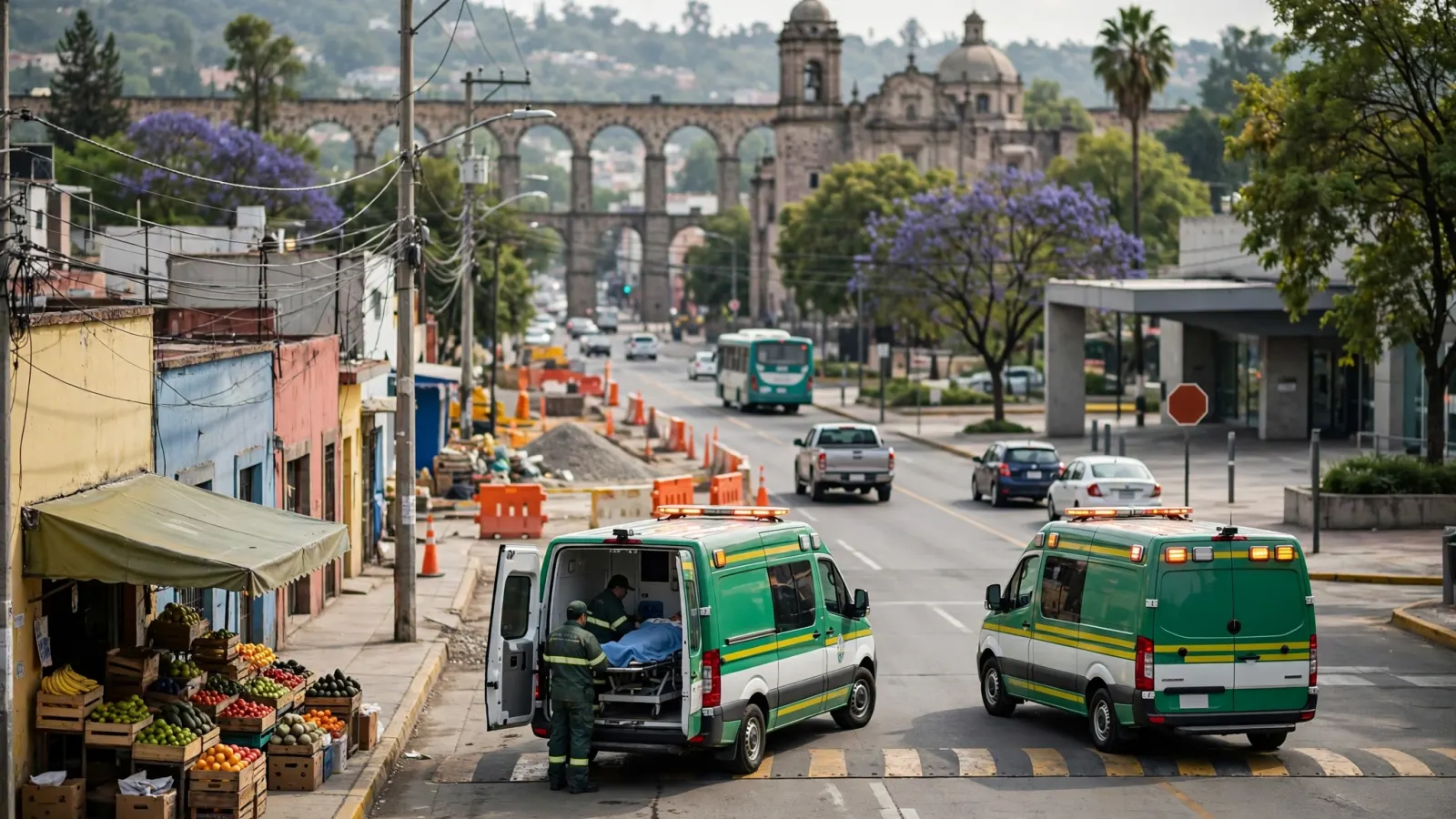 Ambulancias del IMSS en instalaciones hospitalarias de Querétaro