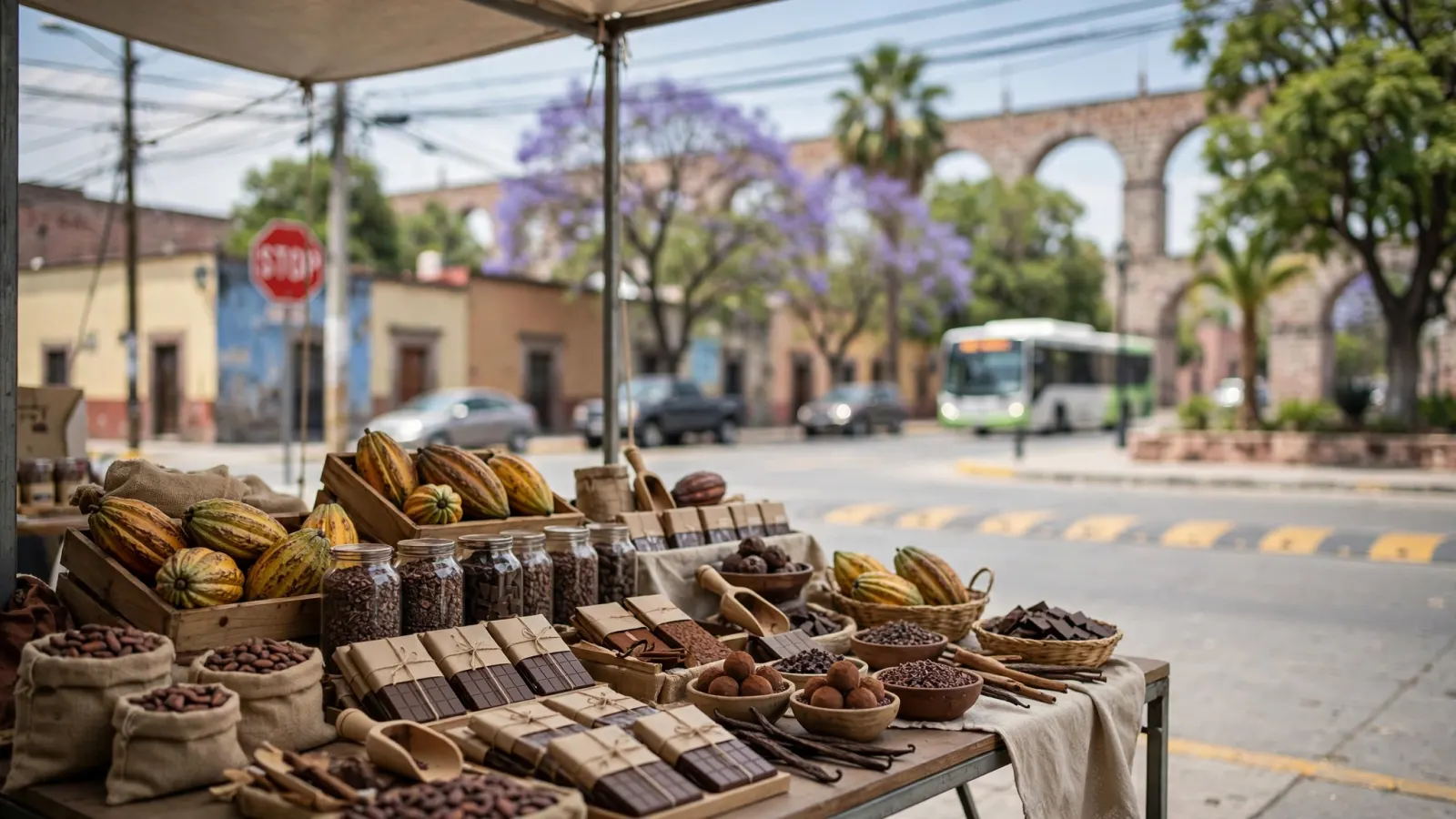 Expositores de cacao y chocolate en un stand de Mexicacao en Querétaro
