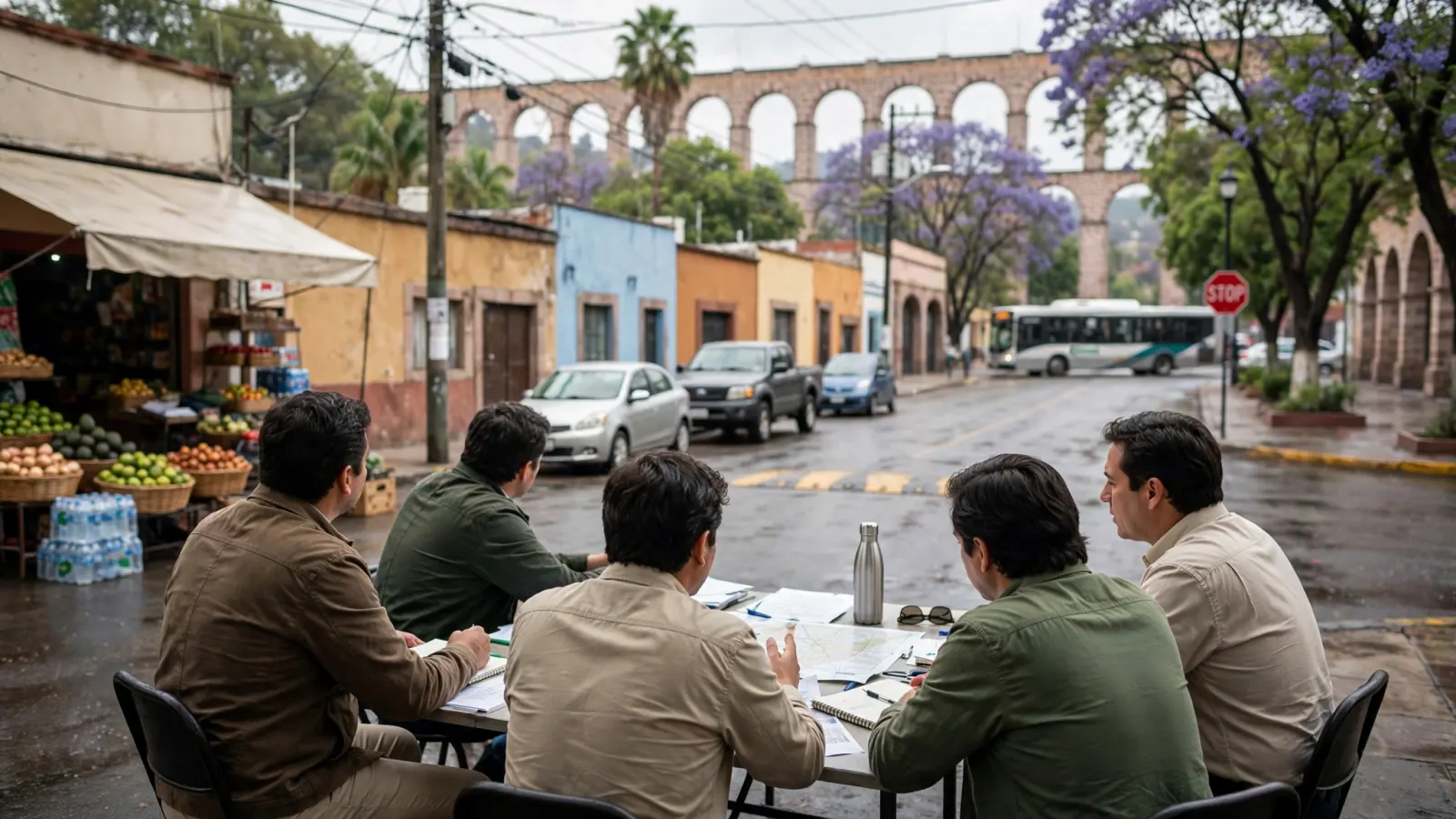 Representantes de Morena y el Partido Verde durante la reunión en Querétaro