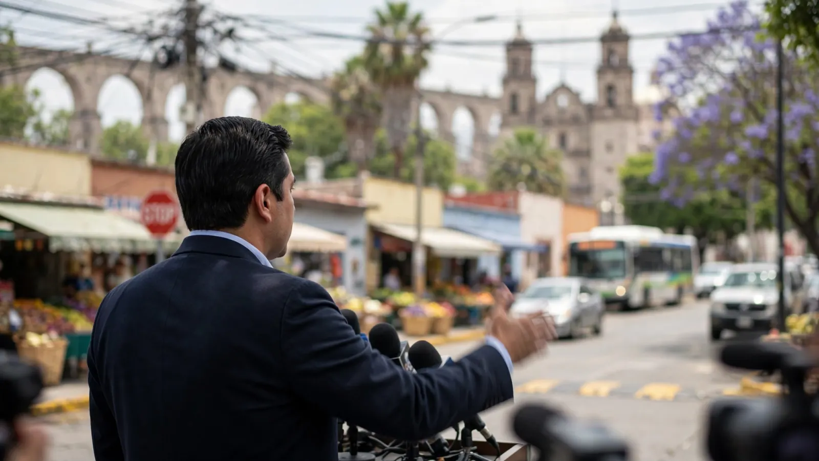 Dirigente del PAN en Querétaro durante una declaración a medios