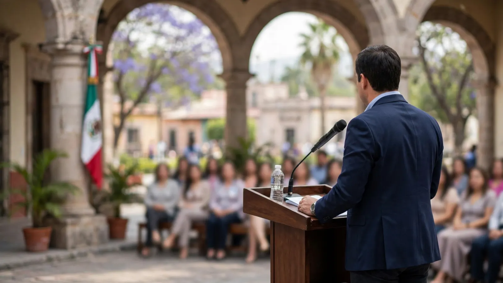 Martín Arango, dirigente estatal del PAN, durante el Encuentro Estatal de Mujeres 2026 en Querétaro