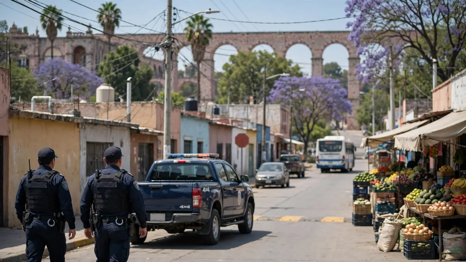 Elementos de la SSPMQ durante un recorrido de vigilancia en el municipio de Querétaro