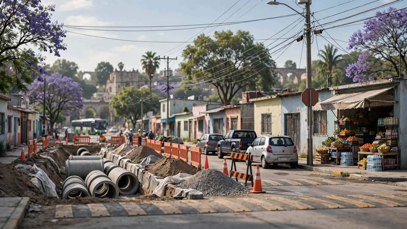 Obras de urbanización y colector pluvial en la colonia Infonavit San Isidro, San Juan del Río
