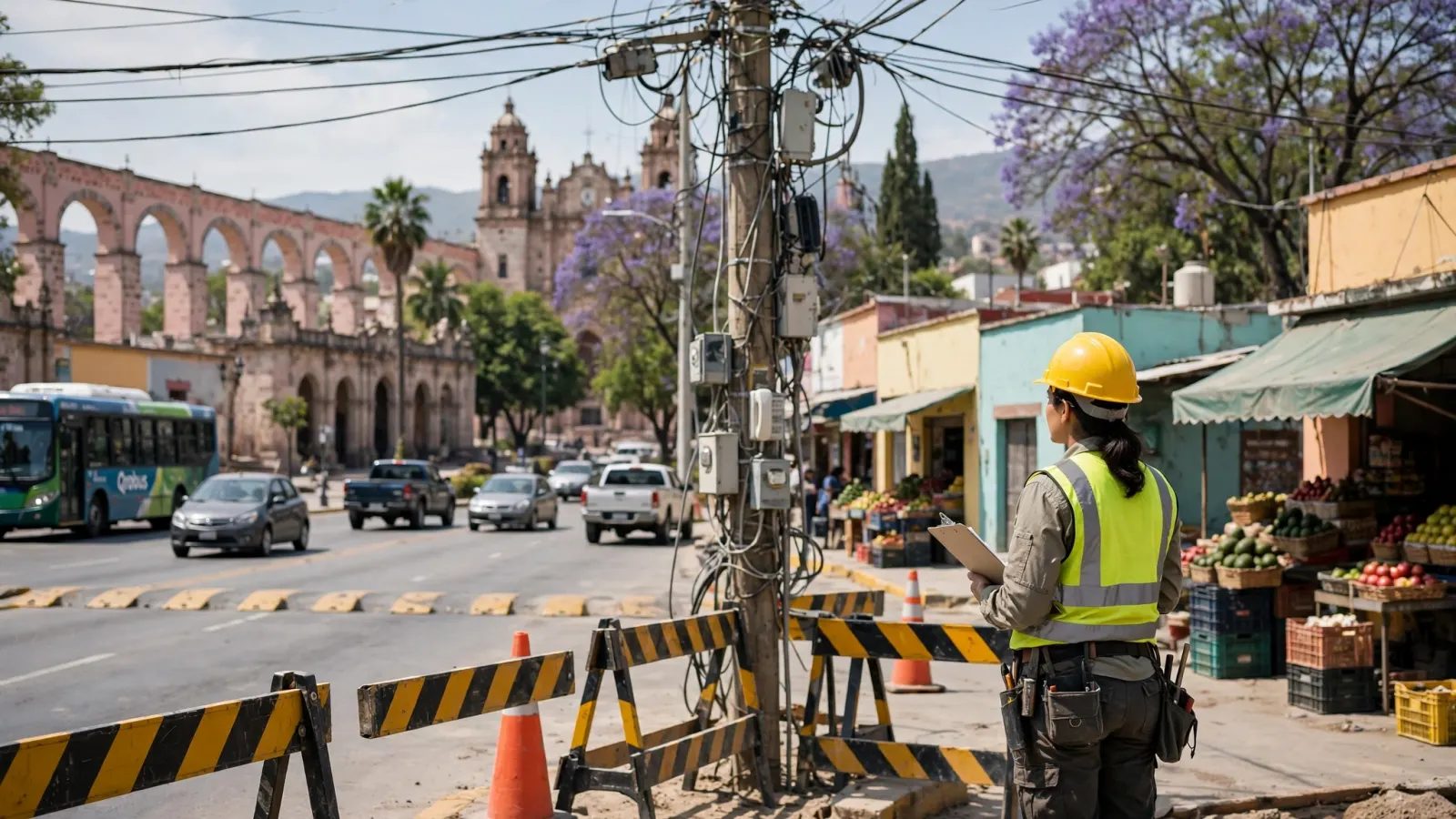 Mujer ingeniera supervisando instalaciones eléctricas en una obra en Querétaro