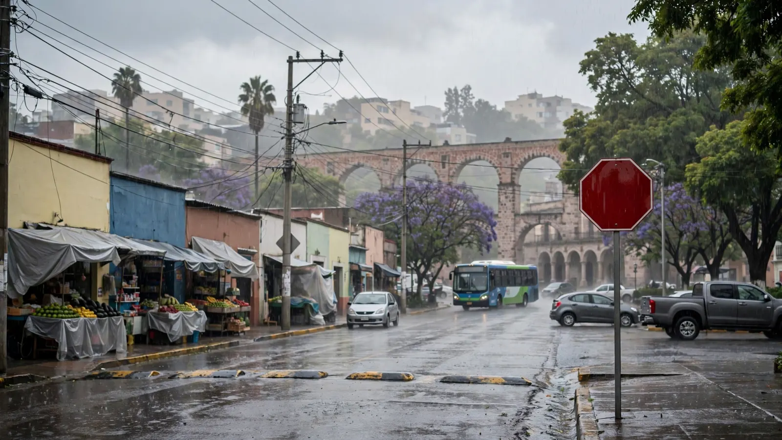 Cielo nublado con lluvia sobre la zona metropolitana de Querétaro
