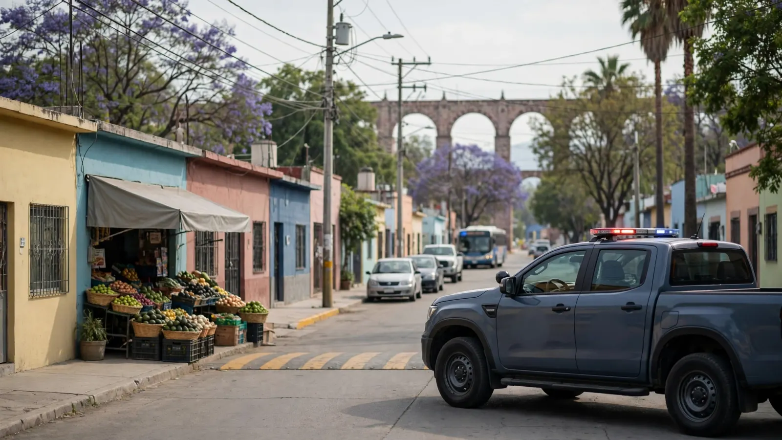 Patrulla de la Policía Preventiva Municipal de Querétaro en una calle de la ciudad