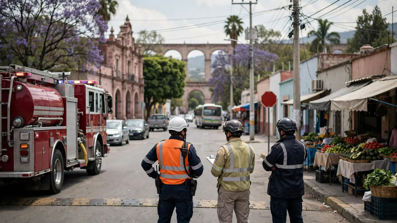 Personal de Protección Civil durante un evento masivo en Querétaro